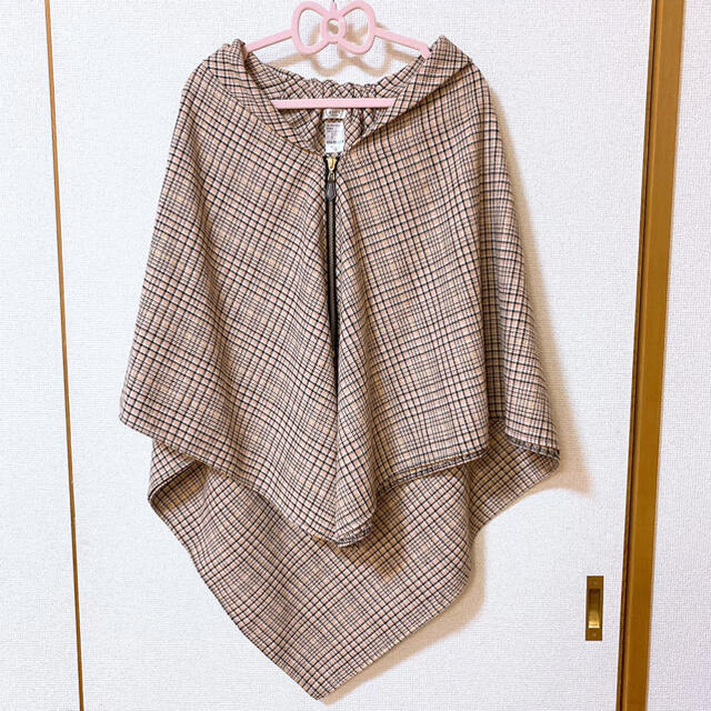 axes femme(アクシーズファム)のlily様専用［axes femme］ジップアップ チェックポンチョ レディースのジャケット/アウター(ポンチョ)の商品写真