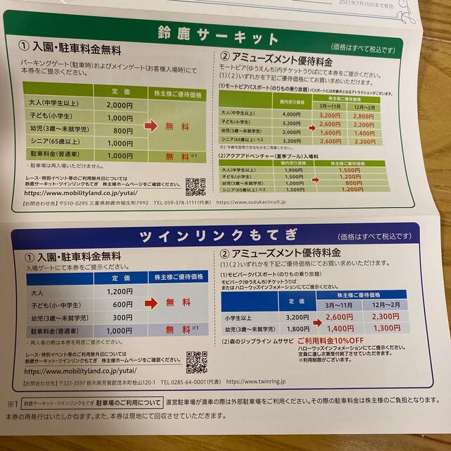 鈴鹿サーキット　株主優待券 チケットの優待券/割引券(その他)の商品写真