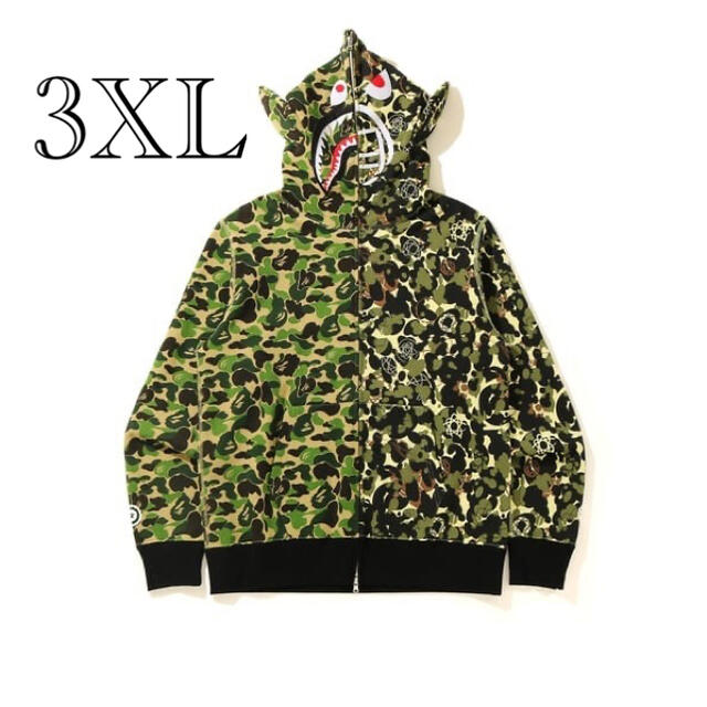 A BATHING APE(アベイシングエイプ)のBAPE×UNKLEワイドシャークパーカー 3XL メンズのトップス(パーカー)の商品写真