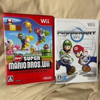 ニンテンドウ(任天堂)のWiiソフト【マリオカートWii•Newスーパーマリオブラザーズ Wii】セット(家庭用ゲームソフト)