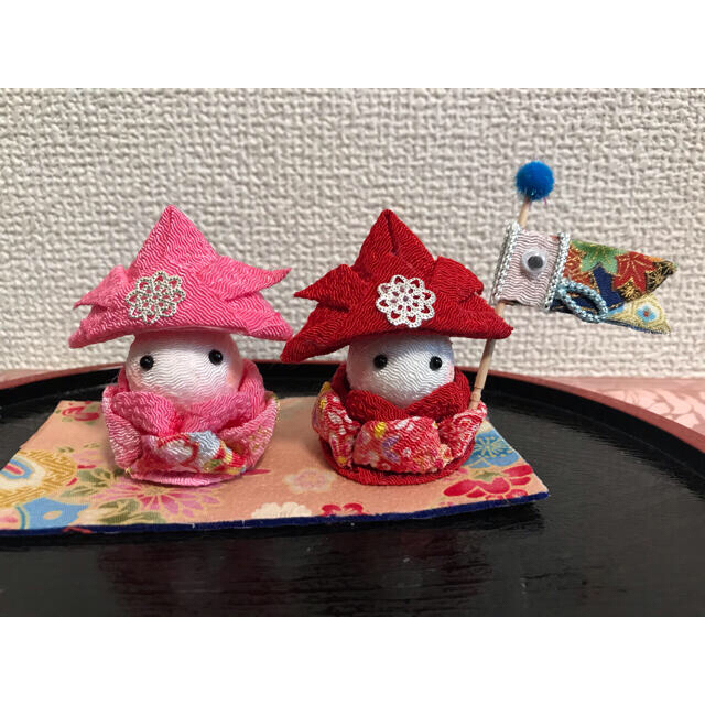 つまみ細工 ちりめん細工 五月人形 着物を着たうさぎさんの つまみ細工 ちりめん細工 五月人形 着物を着たうさぎさんの