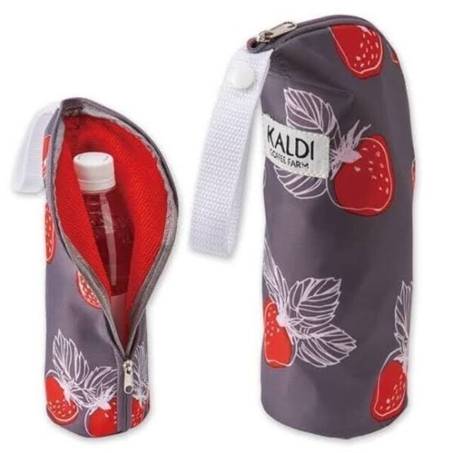 KALDI(カルディ)の【新品】カルディ　いちごバッグ　ボトルケース　セット レディースのバッグ(エコバッグ)の商品写真