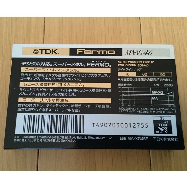 未開封メタルカセットテープ TDK MA-XG Fermo 46 (出品その１) 1