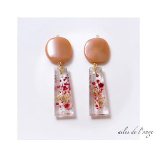 no.766 - marble ＊ gypsophlia stick pi/ea(ピアス)