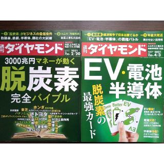 ダイヤモンドシャ(ダイヤモンド社)の週刊 ダイヤモンド 2021年 4/3号　【まとめセット】脱炭素(ビジネス/経済/投資)