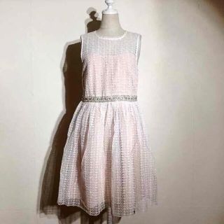 ジルスチュアート(JILLSTUART)の【美品】ジルスチュアート　ビジュー　ワンピース　ドレス(ひざ丈ワンピース)