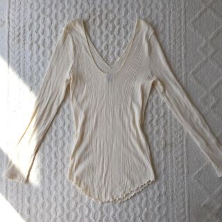 イエナ(IENA)のHAKUJI Rib knit リブニット シルク コットン カットソー(カットソー(長袖/七分))