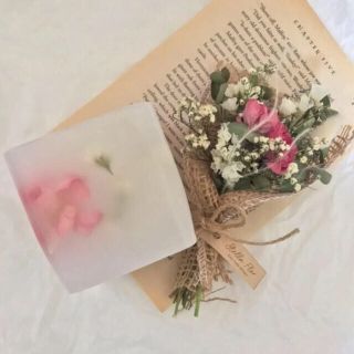 Belle♡様ラナンキュラスのミニブーケLEDランタン&千鳥草の星に願いをLED(アロマ/キャンドル)