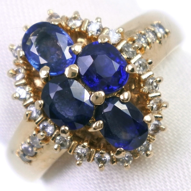 K18イエローゴールド×サファイア×ダイヤモンド 10.5号 ブルー S1.42/D0.23 レディース リング・指輪 レディースのアクセサリー(リング(指輪))の商品写真