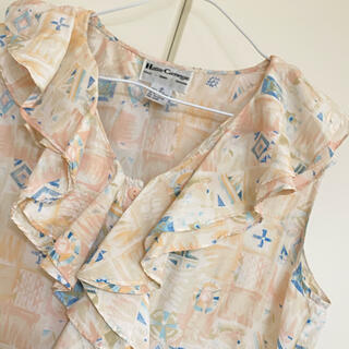 vintageシルクブラウス　フリル襟　とろみブラウス　古着ブラウス(シャツ/ブラウス(半袖/袖なし))