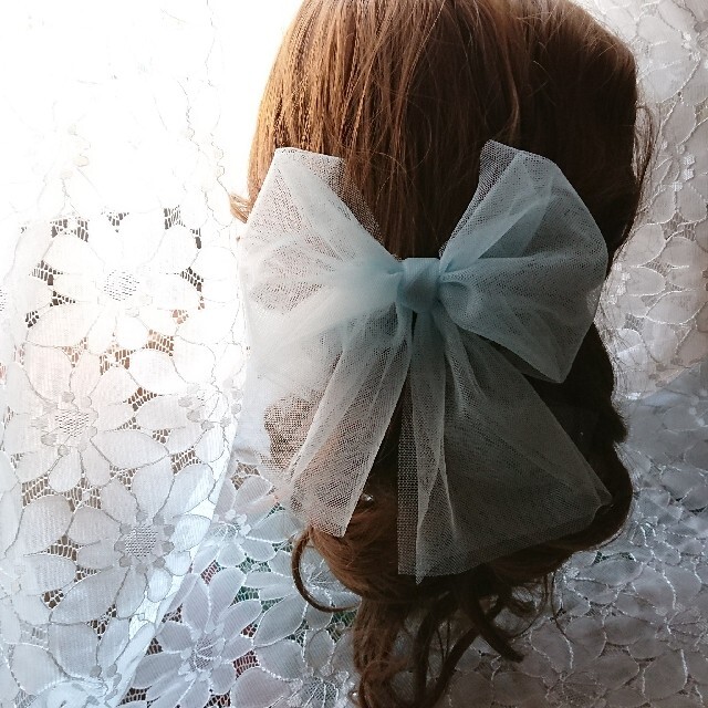 チュールリボン ヘッドドレス ヘアピン 髪飾り 結婚式 | フリマアプリ ラクマ