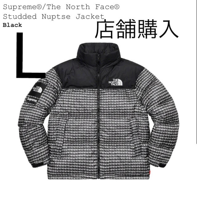 supreme studded nuptse jacket black L