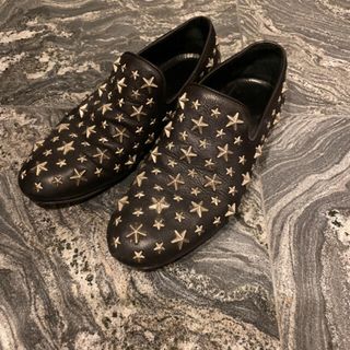 ジミーチュウ(JIMMY CHOO)のJIMMY CHOO ジミーチュウ　ミックススタッズヌバックレザースリッポン(スリッポン/モカシン)