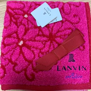 ランバンオンブルー(LANVIN en Bleu)のランバン　オン　ブルー　タオル　ハンドタオル　リボン　新品未使用(ハンカチ)