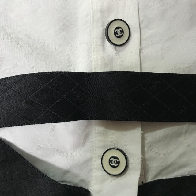 返品不可】 - CHANEL シャネル ココマークリボンブラウスジャケット 34