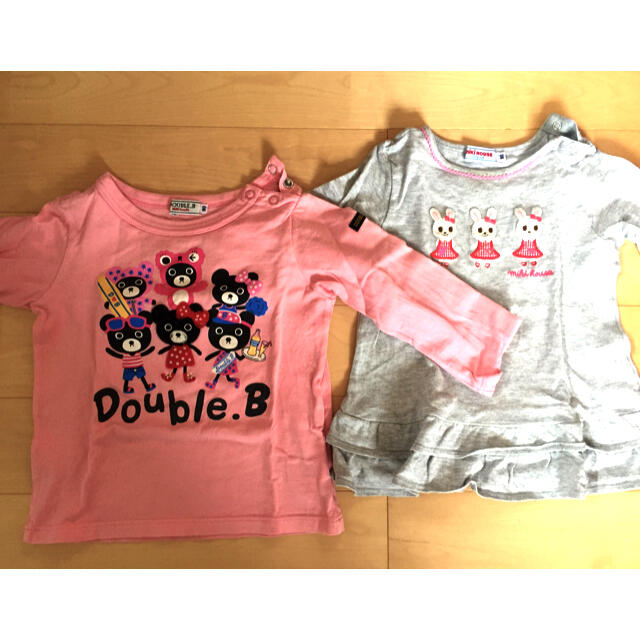 mikihouse(ミキハウス)のミキハウス ロンT 2枚セット 90 キッズ/ベビー/マタニティのキッズ服女の子用(90cm~)(Tシャツ/カットソー)の商品写真