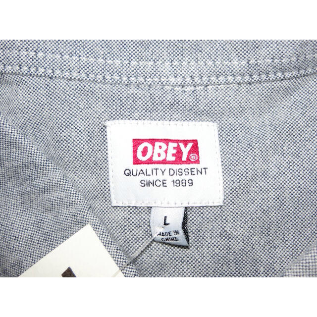 OBEY(オベイ)のUSA購入【OBEY】オベイ シンプルデザイン ダンガリーシャツUS L メンズのトップス(シャツ)の商品写真