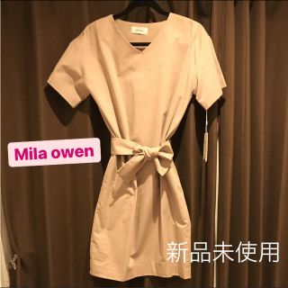 ミラオーウェン(Mila Owen)の【新品未使用】最終値下げ✩Mila owen ベージュ膝丈ワンピース(ひざ丈ワンピース)