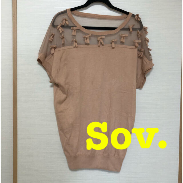 Sov.(ソブ)のソブ✩.*˚Sov. 胸元切り替えシースルーリボンチュニックカットソー レディースのトップス(チュニック)の商品写真