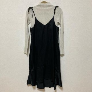 ユニクロ(UNIQLO)の春物セット♡ラメニット×サテンキャミワンピースセット(セット/コーデ)