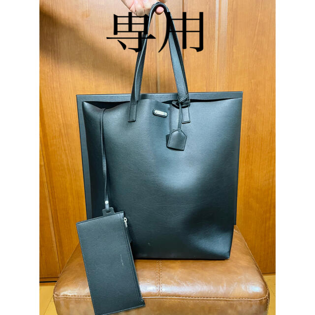 SAINT LAURENT レザー ショッピング トートバッグ ポーチ付 ...