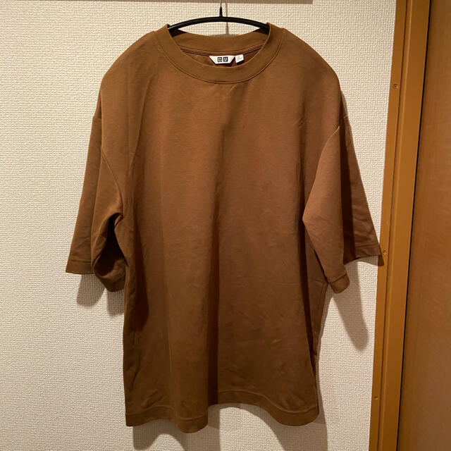 UNIQLO(ユニクロ)のエアリズムコットンオーバーサイズTシャツ　Lサイズ　ベージュ　 メンズのトップス(Tシャツ/カットソー(半袖/袖なし))の商品写真