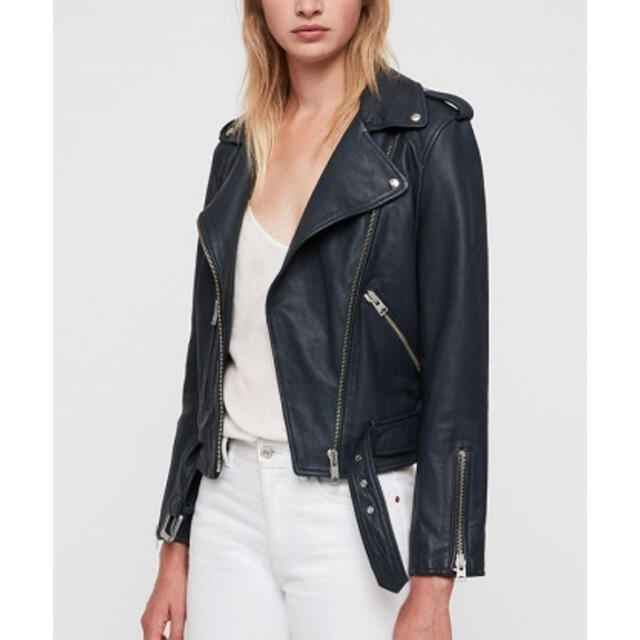 美品 ALLSAINTS レザージャケット ダブル ライダース 紺 ネイビー 8