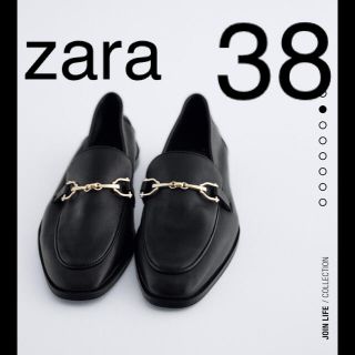 ザラ(ZARA)のZARA バックル付きレザーモカシン　38(ローファー/革靴)