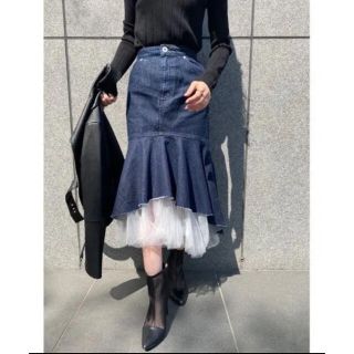 リエンダ(rienda)のMermaid Tulle DENIM SK マーメイドチュールデニムスカート(ロングスカート)