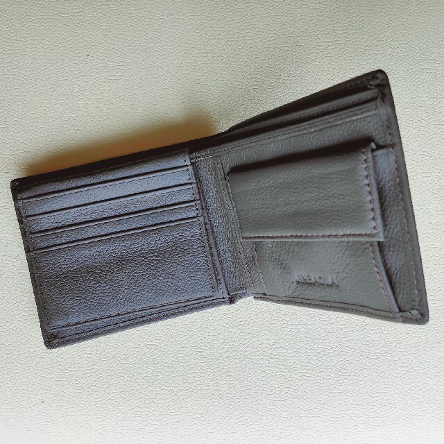 本革紳士財布プレミアム製品リアル牛革財布ショートブラウン 二つ折り財布 メンズのファッション小物(折り財布)の商品写真