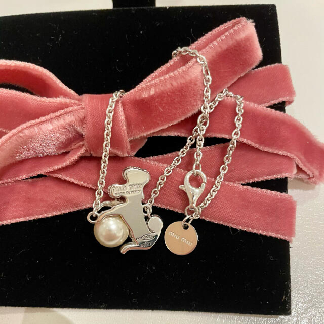 レア♪ミュウミュウ リボン sv925 クリスタルブレスレット miu miu レア♪ミュウミュウ リボン sv925 クリスタルブレスレット miu miu