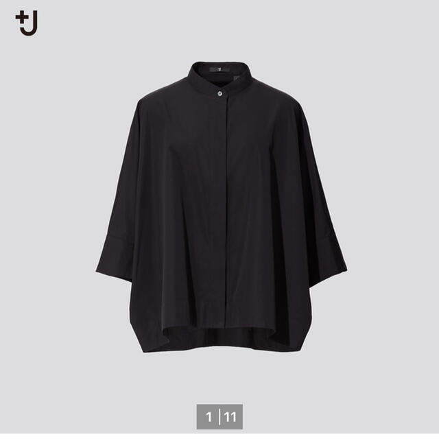 新品　ユニクロ+J  スーピマコットンドルマンスリーブシャツ　ブラック　S