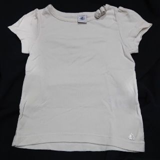 プチバトー(PETIT BATEAU)のused プチバトー半袖シルバーステッチリボントップス5ans/110㎝ホワイト(Tシャツ/カットソー)