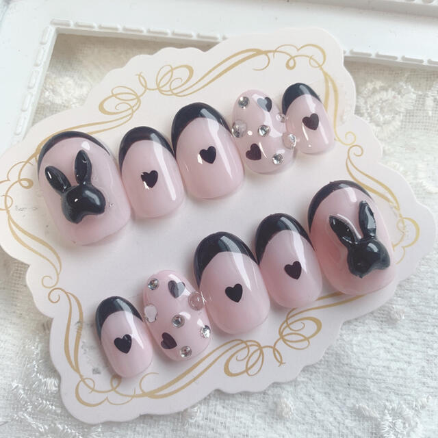 量産型 うさぎ 黒フレンチ ハートホログラムの通販 By M Nail Chip ラクマ 量産型 うさぎ 黒フレンチ ハートホログラムの通販 By M Nail Chip ラクマ
