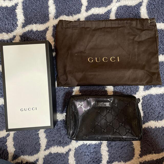 Gucci(グッチ)のGUCCI グッチ　ポーチ　ブラック　箱付き レディースのファッション小物(ポーチ)の商品写真