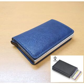 ミニ ウォレット 【新品】 カード ケース コンパクト 財布 藍色(折り財布)