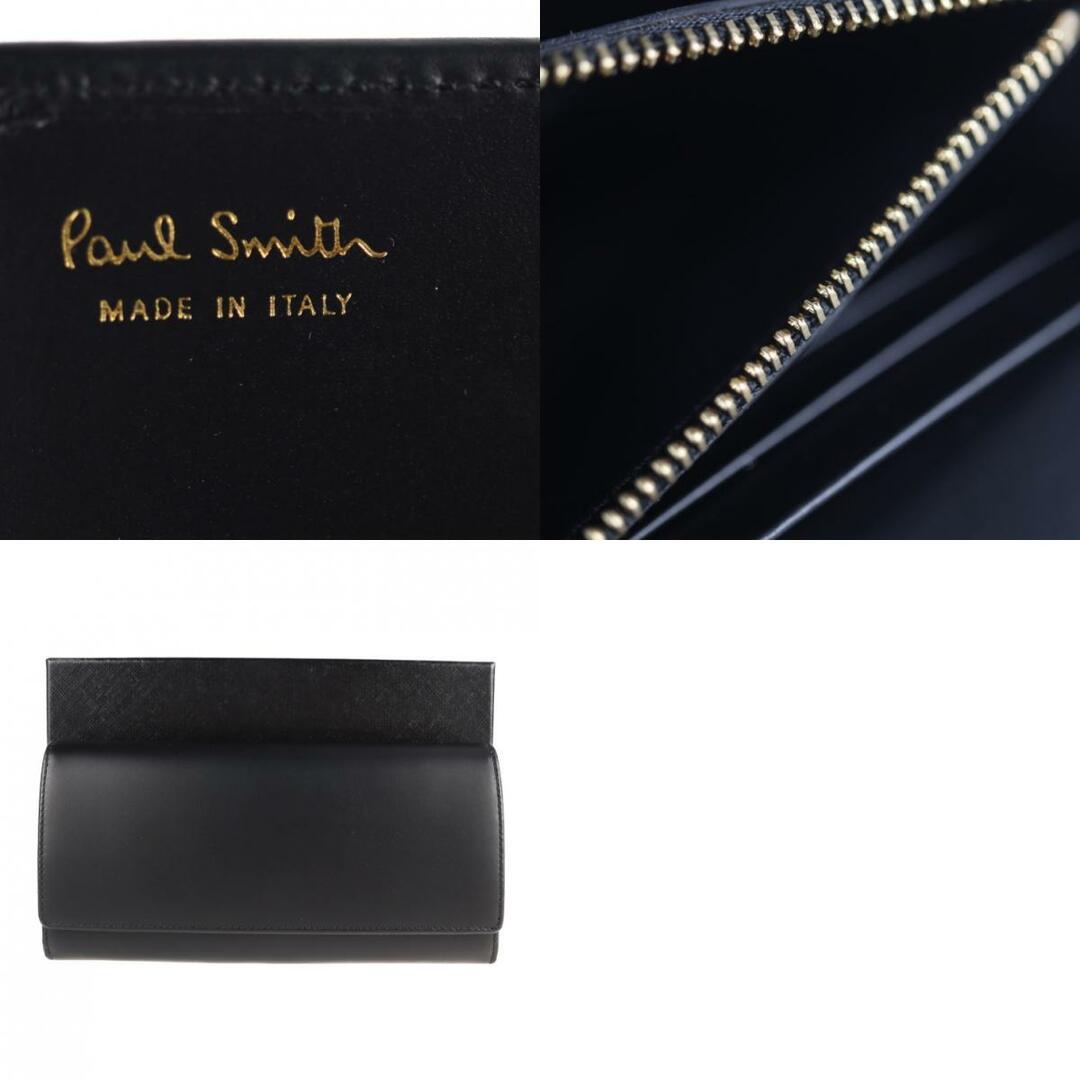 Paul Smith ポールスミス   二つ折り財布 4608 W936   カーフレザー ブラック ゴールド金具  長財布 【本物保証】