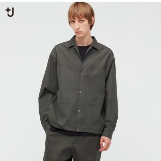 ユニクロ(UNIQLO)のUNIQLO スーピマコットンオーバーサイズシャツブルゾン オリーブ サイズL(シャツ)