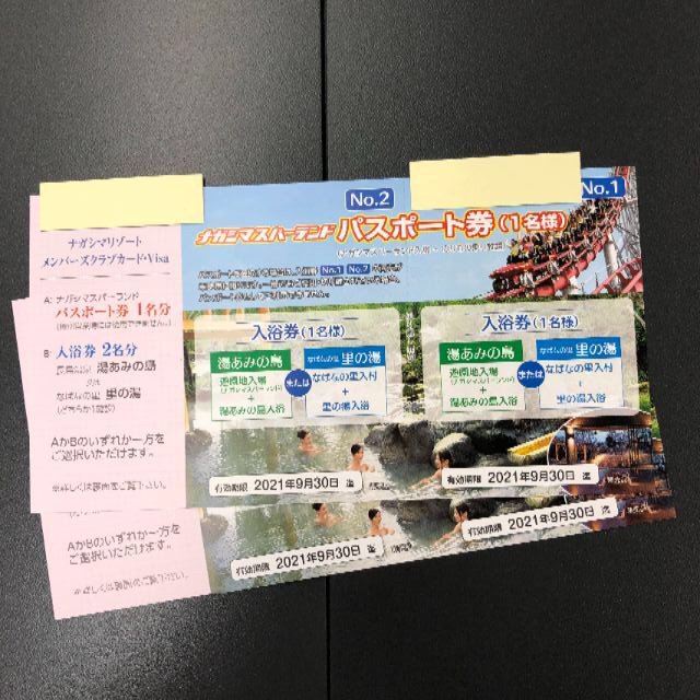 ナガシマスパーランドパスポート券の2枚セットです。 - 遊園地/テーマ