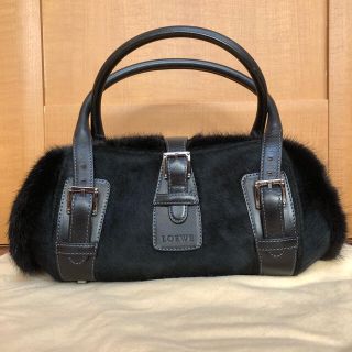 ✨美品✨ Loewe リアルファー ナッパレザー ハンドバッグ レディース