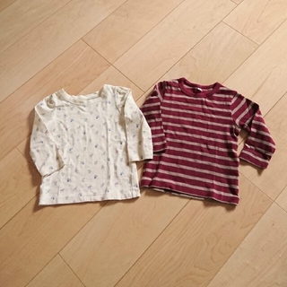 ムジルシリョウヒン(MUJI (無印良品))の洗い替えや遊び着にいかがですか？伸縮ありの長袖Tシャツ 80(Ｔシャツ)