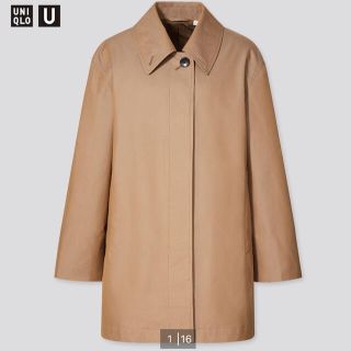 ユニクロ(UNIQLO)のステンカラーショートコート　ユニクロ　カーキ(スプリングコート)