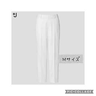 ユニクロ(UNIQLO)の【新品タグ付き】UNIQLO +J コットンリネンテーパードパンツ ホワイト M(カジュアルパンツ)