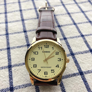 カシオ(CASIO)のCasio カシオ ブラウン レザー ストラップ 腕時計 ゴールド ダイヤル(腕時計)