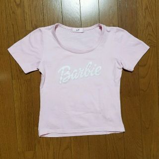 バービー(Barbie)のバービーロゴTシャツ(ピンク×白)(Tシャツ(半袖/袖なし))