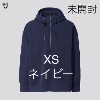 ユニクロ(UNIQLO)のユニクロ +J ジルサンダー  ドライスウェットハーフジップパーカ ネイビー(パーカー)