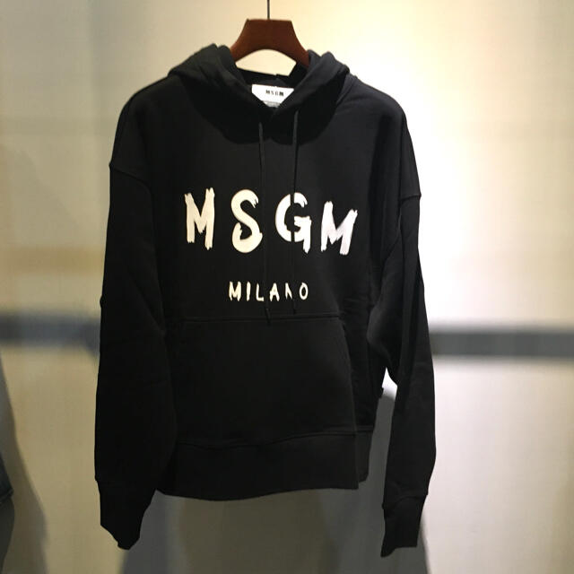 パーカー MSGM エムエスジーエム 新品 定番ロゴ パーカー L ブラック