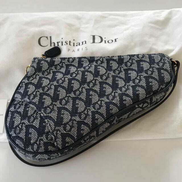 ネイビー付属品【お取り置き商品】Christian Dior キャンバス サドルハンドバッグ