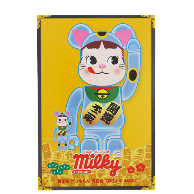 その他BE@RBRICK 招き猫 ペコちゃん 青蓄光 100％ ＆ 400％