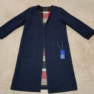 バーバリーブルーレーベル(BURBERRY BLUE LABEL)の専用ブルーレーベルクレストブリッジ チェックリバーシブルジャージー コーディガン(カーディガン)